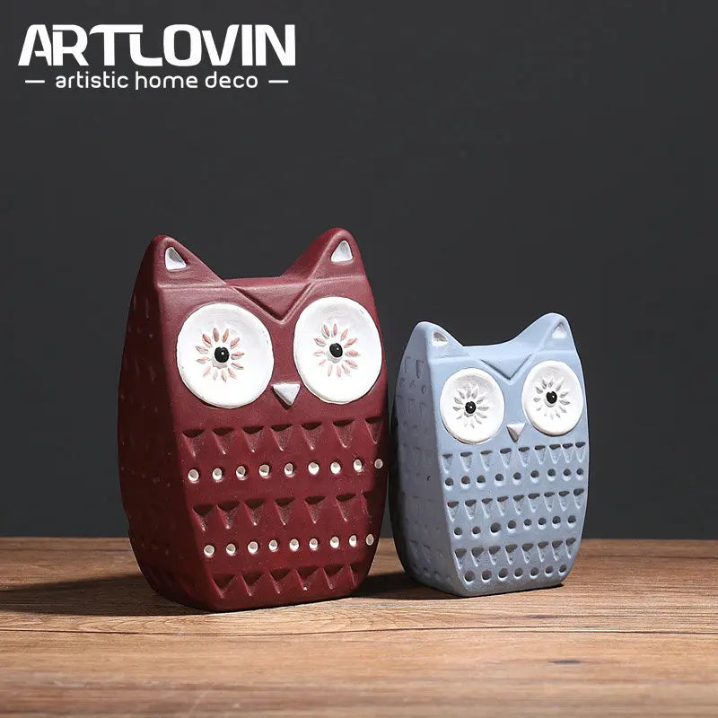Afralia™ Ceramic Owl Home Decor Figurines: Christmas TV Cabinet Miniatures & Chinese Porcelain Crafts