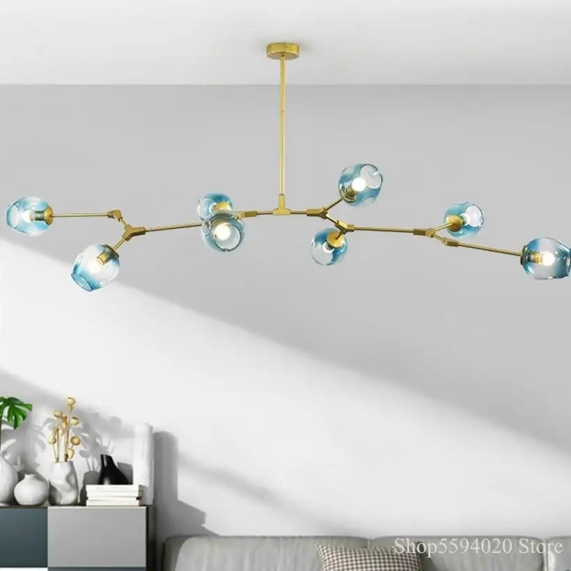 Afralia™ Glass Black/Gold Pendant LED Lights for Living Room Bedroom - Luminaire Suspendu