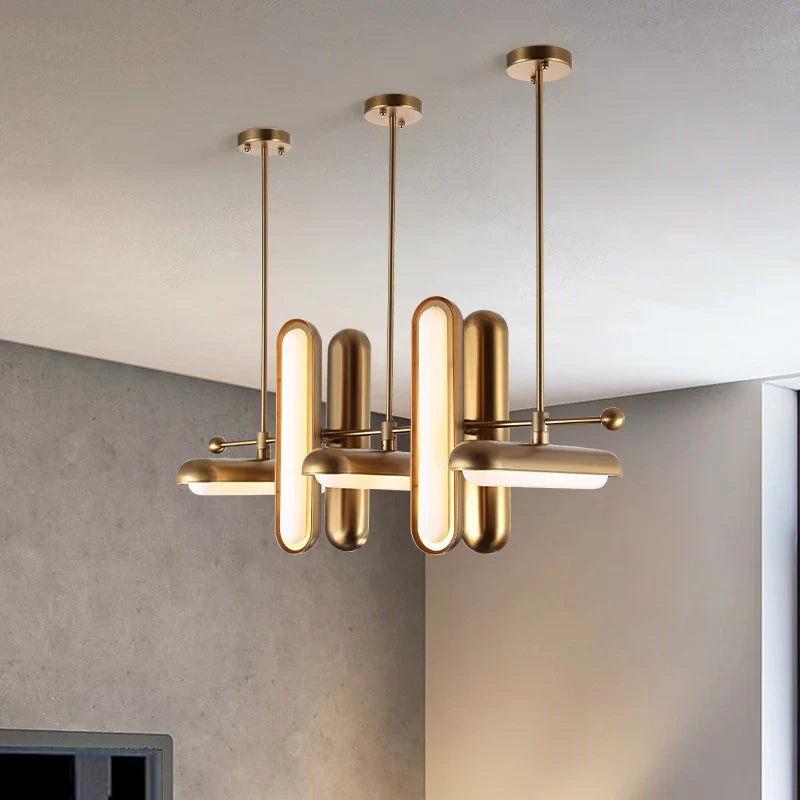 Afralia™ Gold Iron Glass Chandelier for Dinning Room - Art Deco Lighting