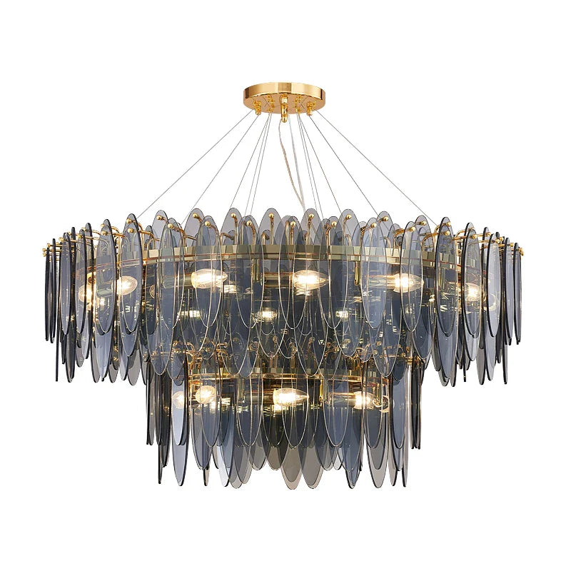 Afralia™ Art Deco Glass Iron LED Chandelier for Dinning Room