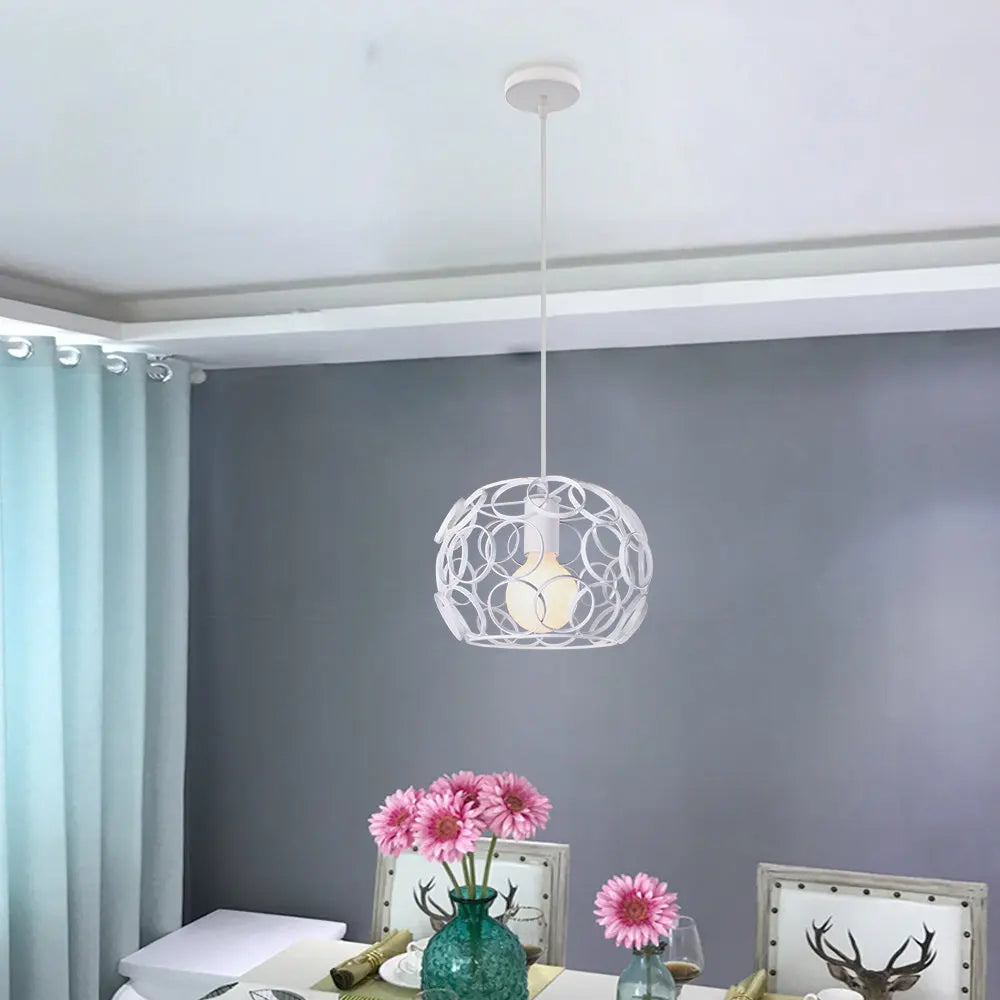 Afralia™ Industrial Iron Pendant Lights Modern Metal Cage E27 LED Hanging Lamp for Home & Restaurant