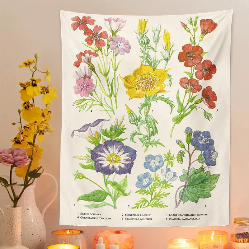 Afralia™ Vintage Floral Botanical Tapestry Wall Hanging for Elegant Home Decor