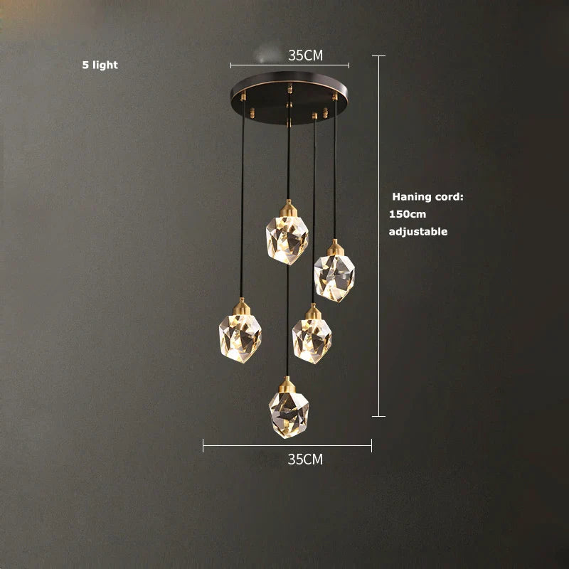 Afralia™ Crystal Copper Black LED Chandelier for Dinning Room