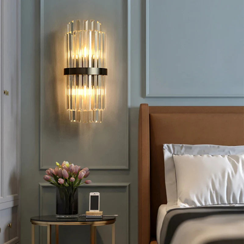 Afralia™ Chrome Gold Crystal LED Wall Sconce - Designer Wall Light for Bedroom & Corridor