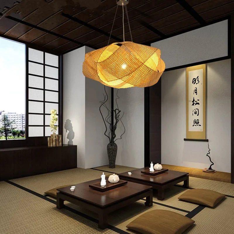 Afralia™ Rattan Cloud Pendant Light: Japanese Tatami Hanging Lamp