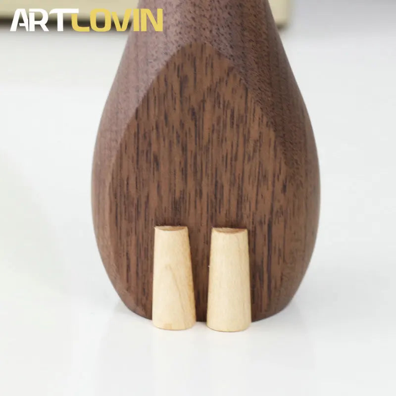 Afralia™ Wooden Cat and Mouse Figurines: Modern Luxury Home Decor Ornaments