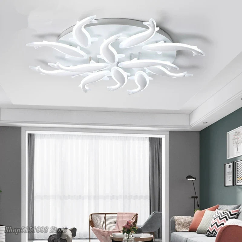 Afralia™ Minimalist Fish LED Ceiling Light for Living Room and Bedroom