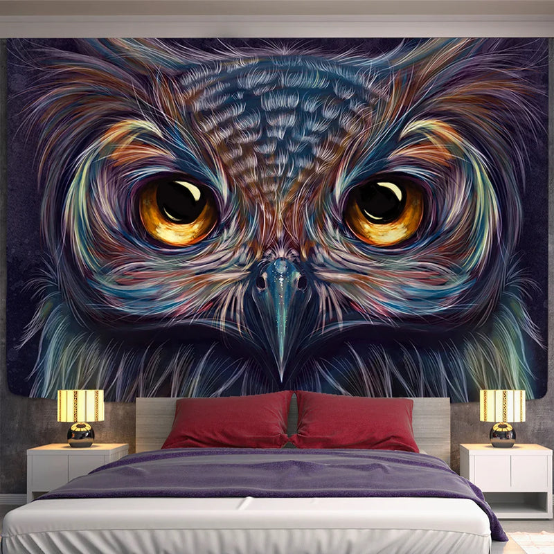 Afralia™ Psychedelic Owl Tapestry Wall Hanging for Colorful Hippie Bohemian Home Decor