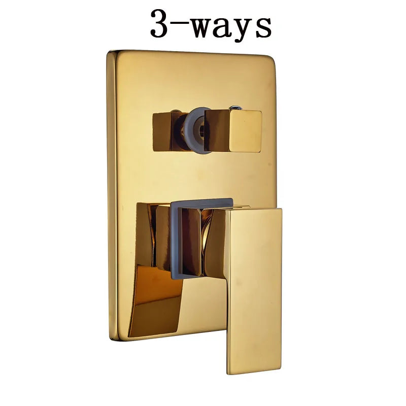 Afralia™ Golden 3-ways Shower Faucet Wall Mounted Mixer with Plastic Handshower