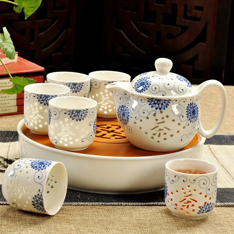 Afralia™ Ceramic Kung Fu Teapot with Dragon Design 350ml - Handmade Porcelain Tea Pot