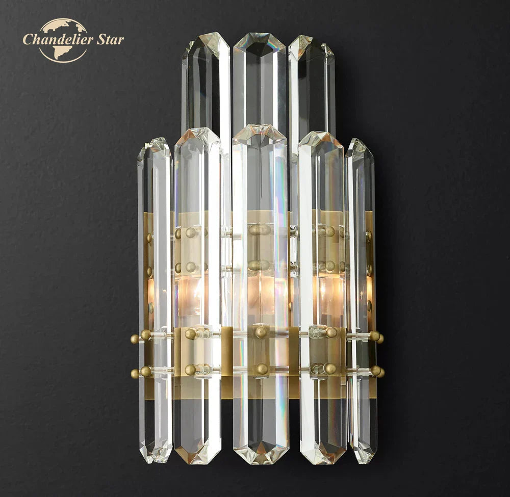 Afralia™ Crystal LED Wall Sconce Two Tiers Indoor Lighting for Bathroom Bedroom