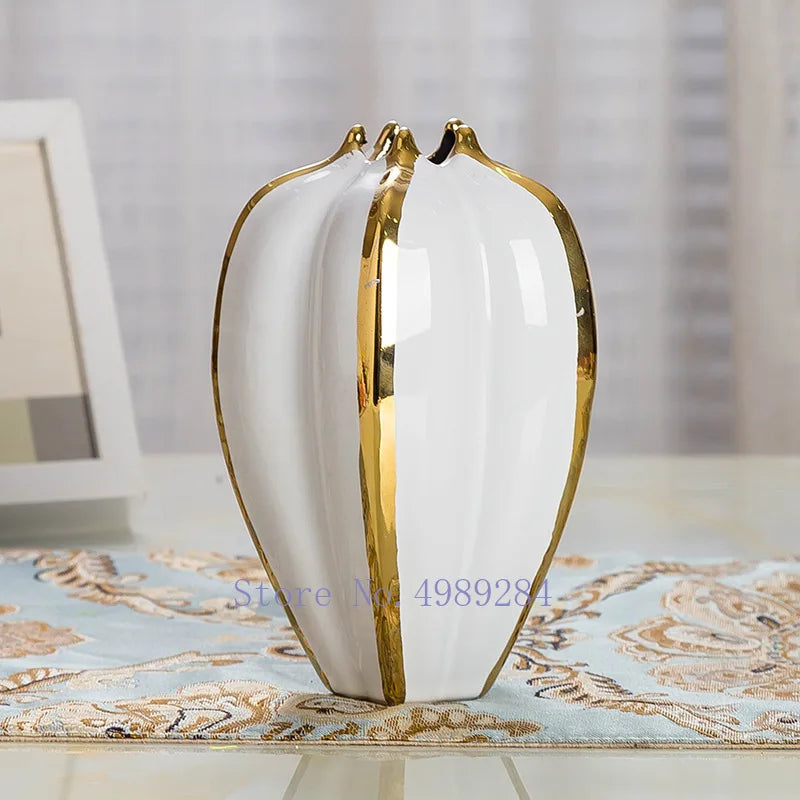 Afralia™ Ceramic Pumpkin Petal Vase Handmade Modern Home Decor Flower Arrangement