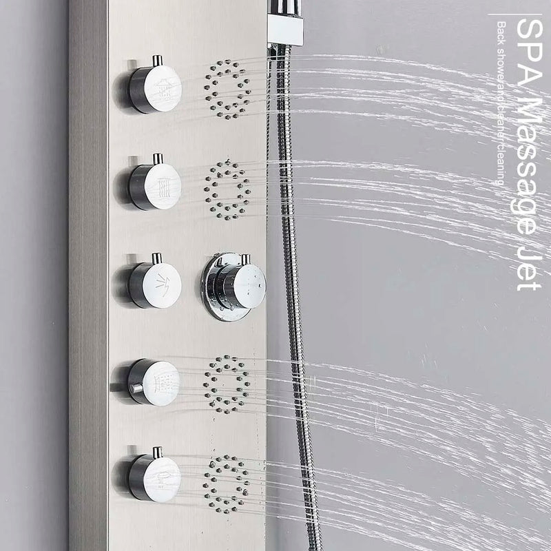 Afralia™ Shower Panel Rainfall Waterfall Massage SPA Jet Tower Mixer Tap Temperature Display