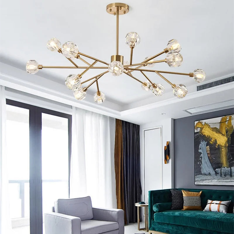 Afralia™ Crystal LED Chandelier: Modern Nordic Design Copper Ceiling Light Fixture