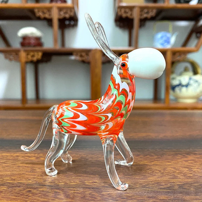 Afralia™ Hand-blown Glass Donkey Figurine: Modern Miniature Paperweight & Home Decor Accessory