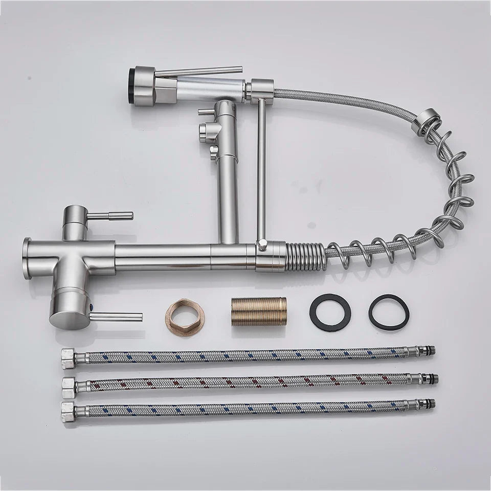 Afralia™ Kitchen Water Filter Faucet: Three Spout Mixer, 360° Rotation, Water Purification Feature