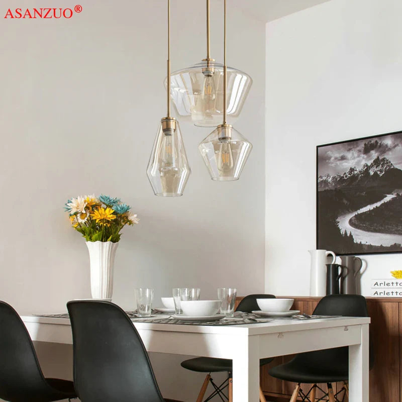 Nordic Glass Pendant Lights for Kitchen Island by Afralia™ - Stylish Lighting Solution