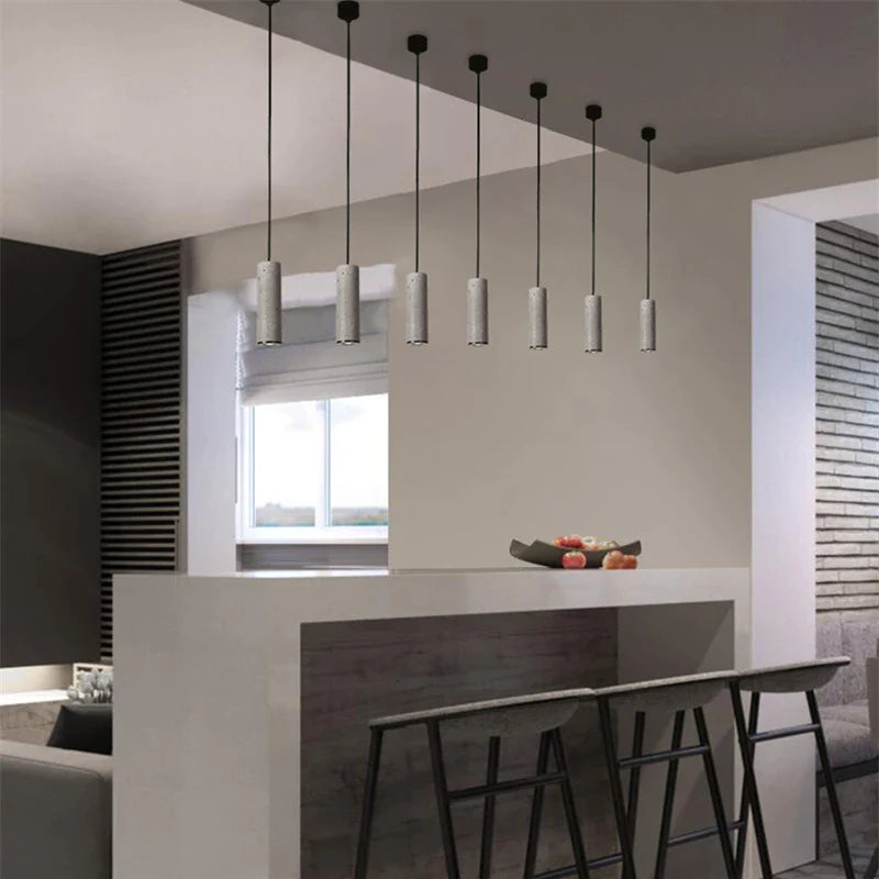 Afralia™ Nordic Concrete LED Pendant Bar Lamp Industrial Hanging Fixture