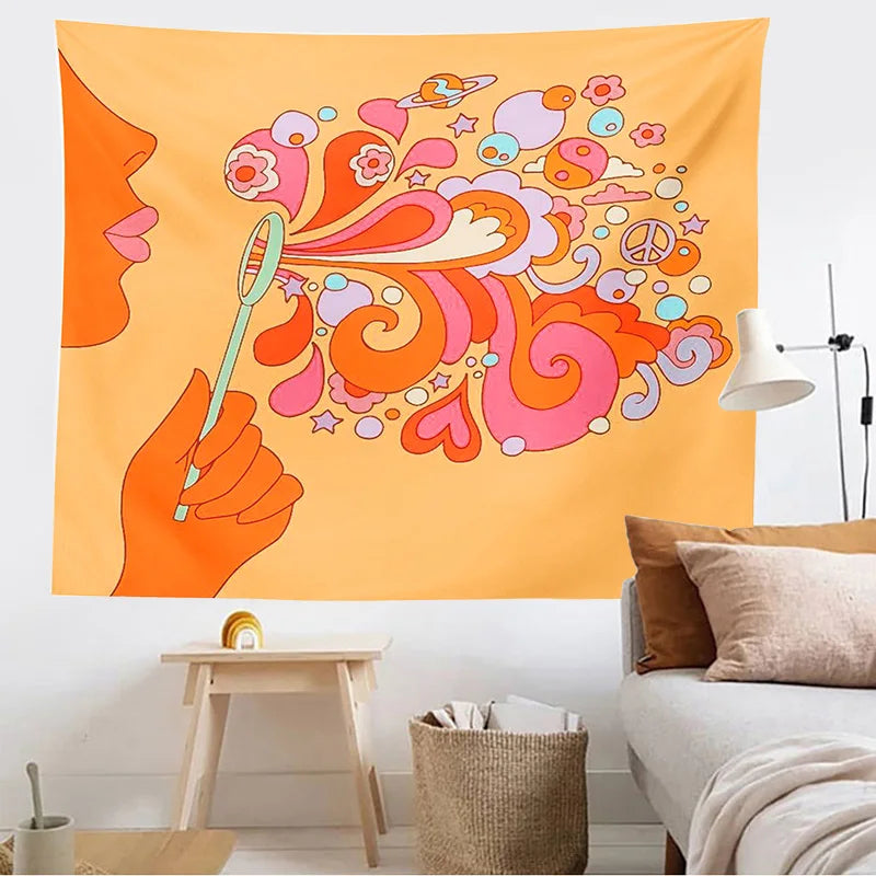 Afralia™ Colorful Bubbles Tapestry Wall Hanging - Retro 80s Aesthetic Home Decor