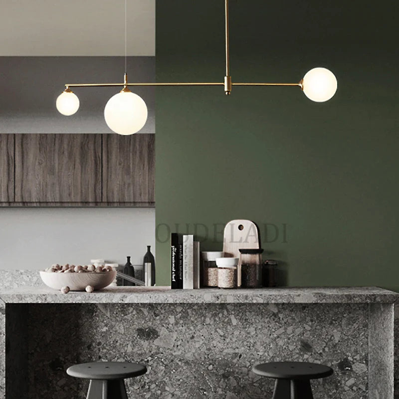 Afralia™ Glass Ball Chandelier LED Light Fixture for Dining Room Bedroom Kitchen Island