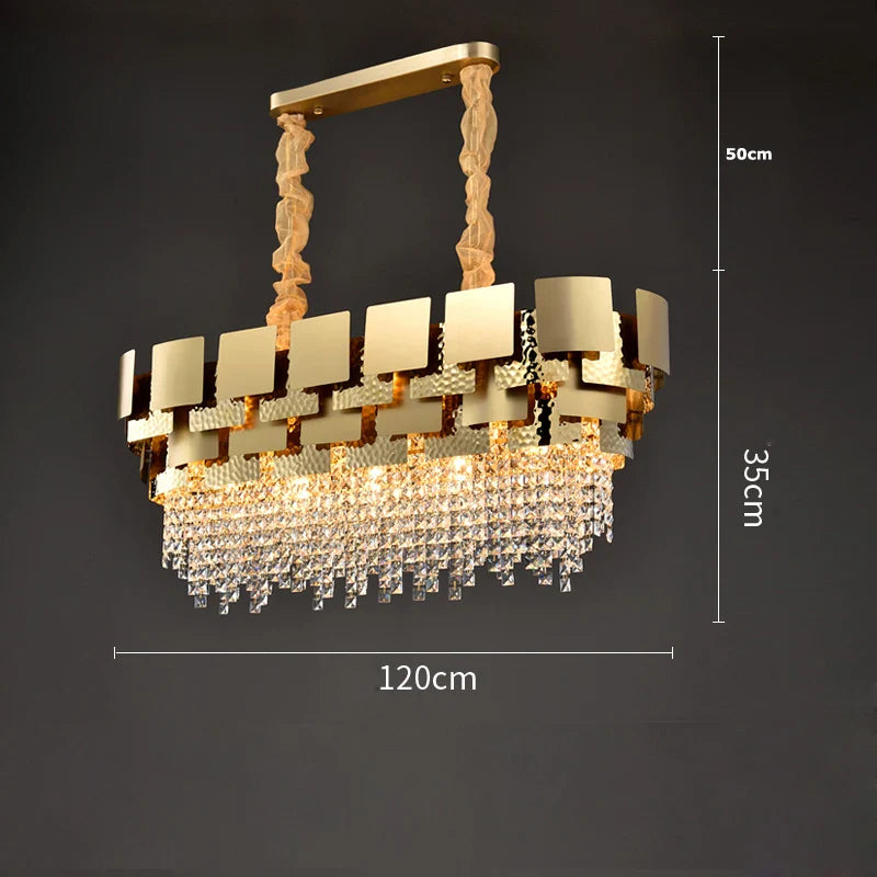Afralia™ Postmodern Crystal Pendant Light - Golden Stainless Steel Suspension Lamp