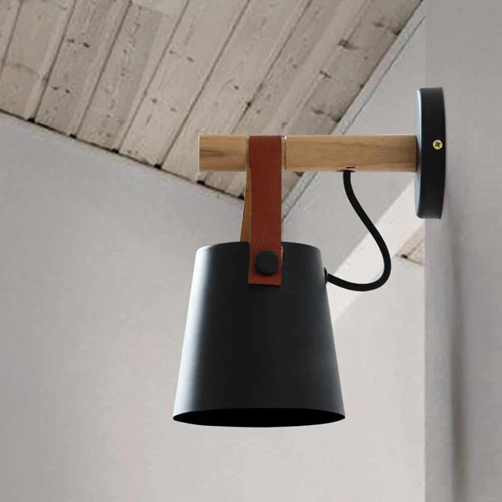 Afralia™ Nordic Wood Wall Lights with 5W LED, Modern Designer E27 Lamp for Living Room