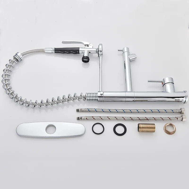 Afralia™ Chrome Spring Pull Down Kitchen Faucet with Hands-Free Sprayer Head