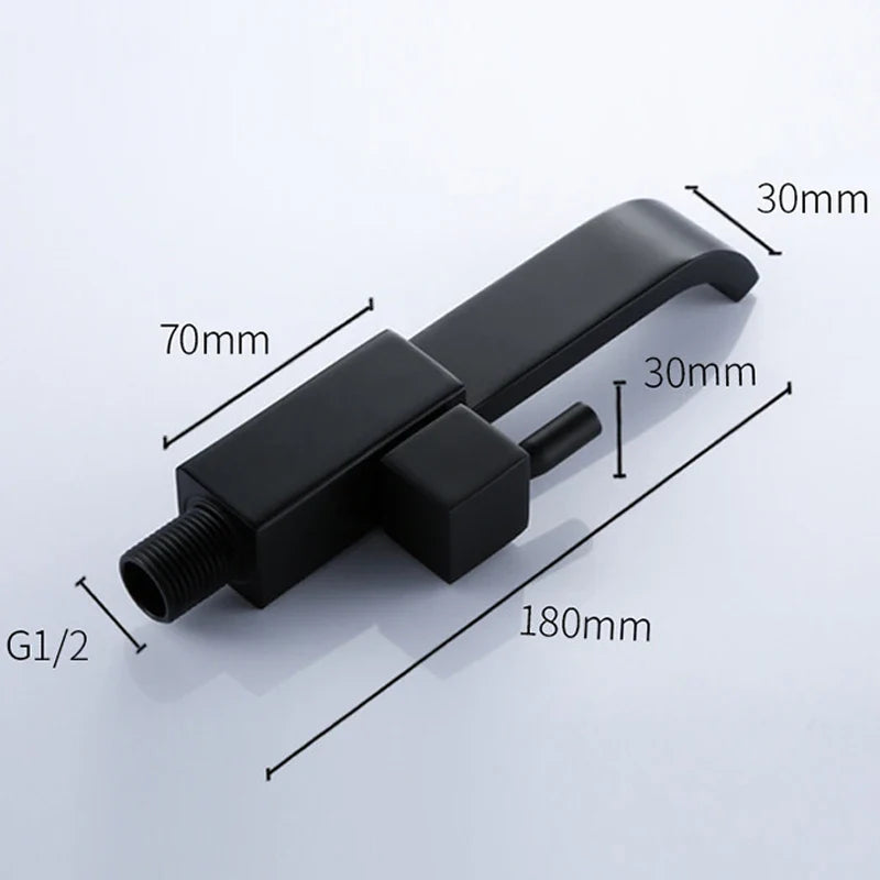 Afralia™ Wall Mounted Basin Faucet: Brass Single Handle Tap for Bathroom Sink - Black/Silver