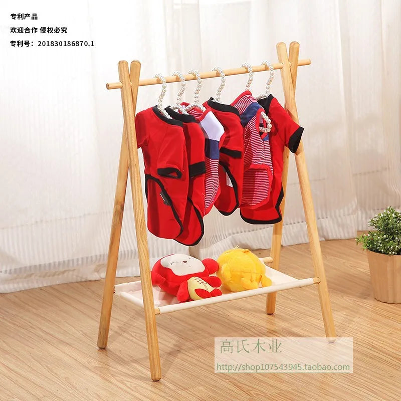 Afralia™ Pet Clothes Organizer & Storage Rack Wood Shelf for Home Living Room