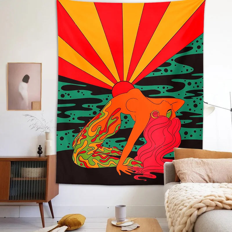 Afralia™ Sunshine Psychedelic Tapestry Home Wall Decor for Living Room & Bedroom