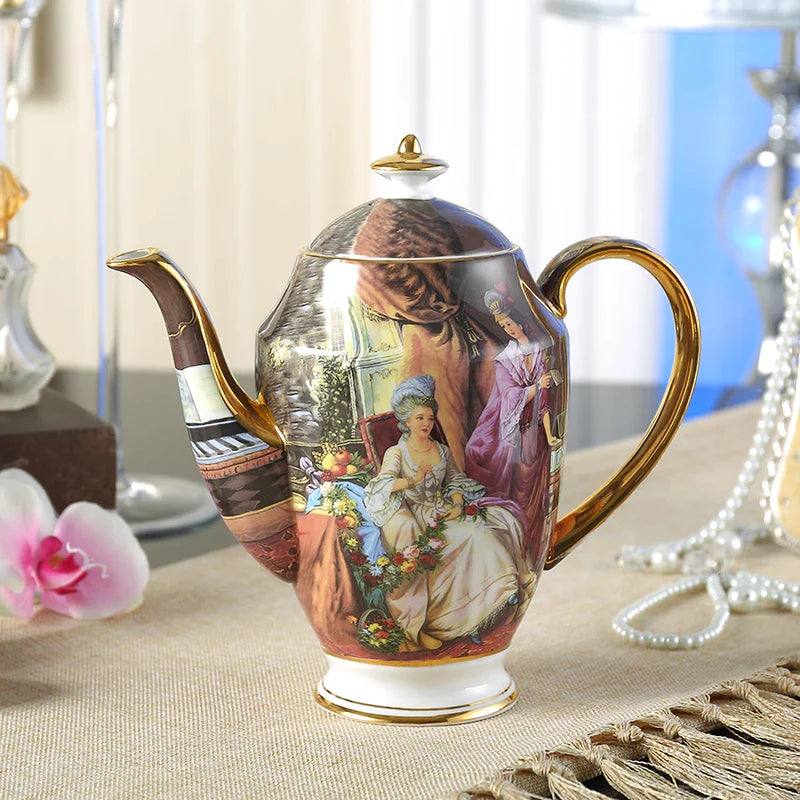 Afralia™ Bone China Tea Pot: Elegant European Porcelain Coffee Pot for Tea Lovers.