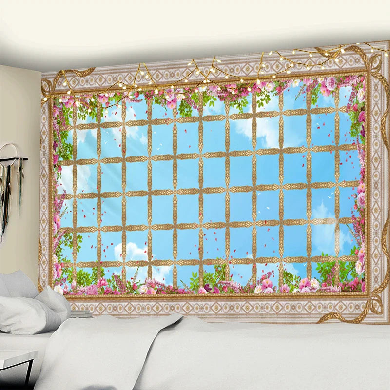 Afralia™ Scenery Flower Mandala Wall Hanging: Boho Green Plant Bedspread & Home Decor