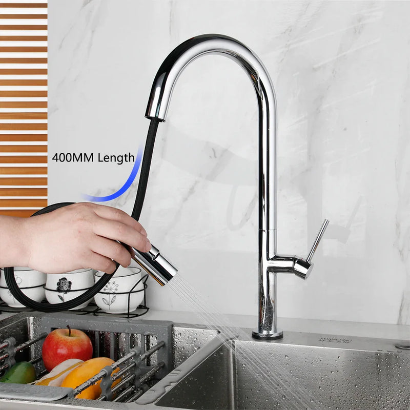 Afralia™ Smart Sensor Kitchen Faucet with Pull Out Sprayer, Brushed Golden Finish