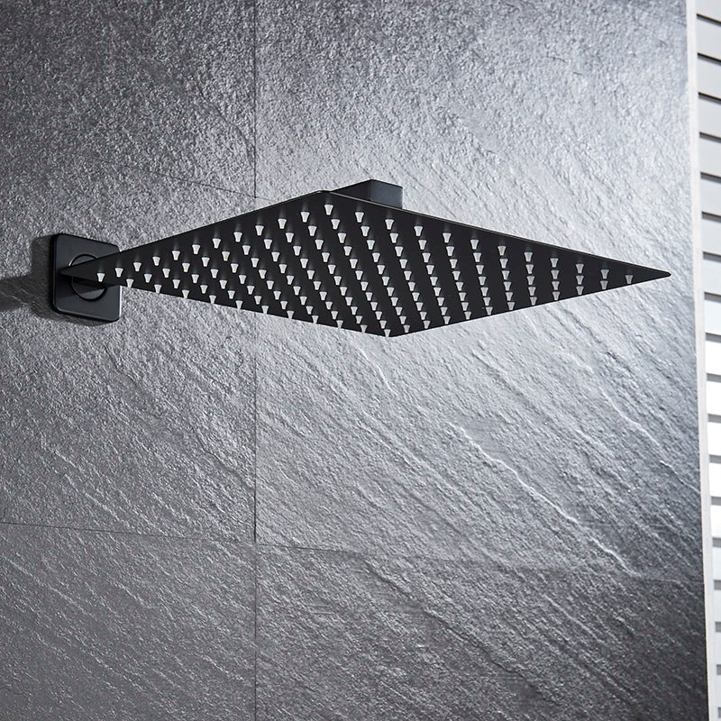 Afralia™ Ultrathin Matte Black Rainfall Shower Head Set, 8/10/12 inch, Wall Mounted