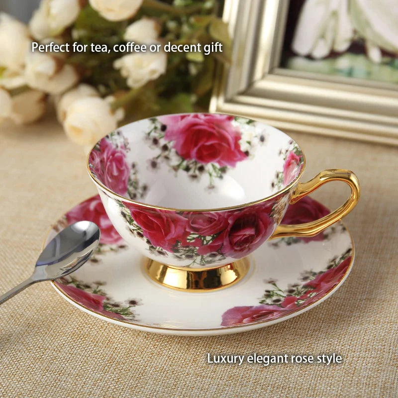 Afralia™ Bone China Tea Set: Cup, Saucer, Mug, Sugar Pot, Jug, Teapot