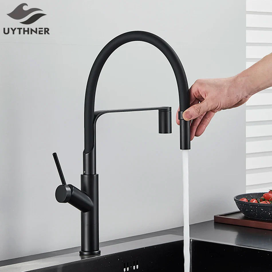 Afralia™ Matte Black Kitchen Faucet Pull Down Single Handle Mixer Tap