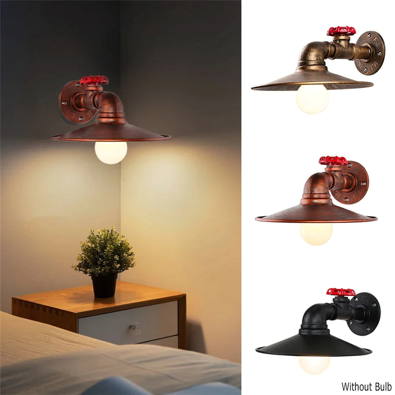 Afralia™ Retro Industrial Water Pipe Wall Lamp for Bedroom Living Room Bar