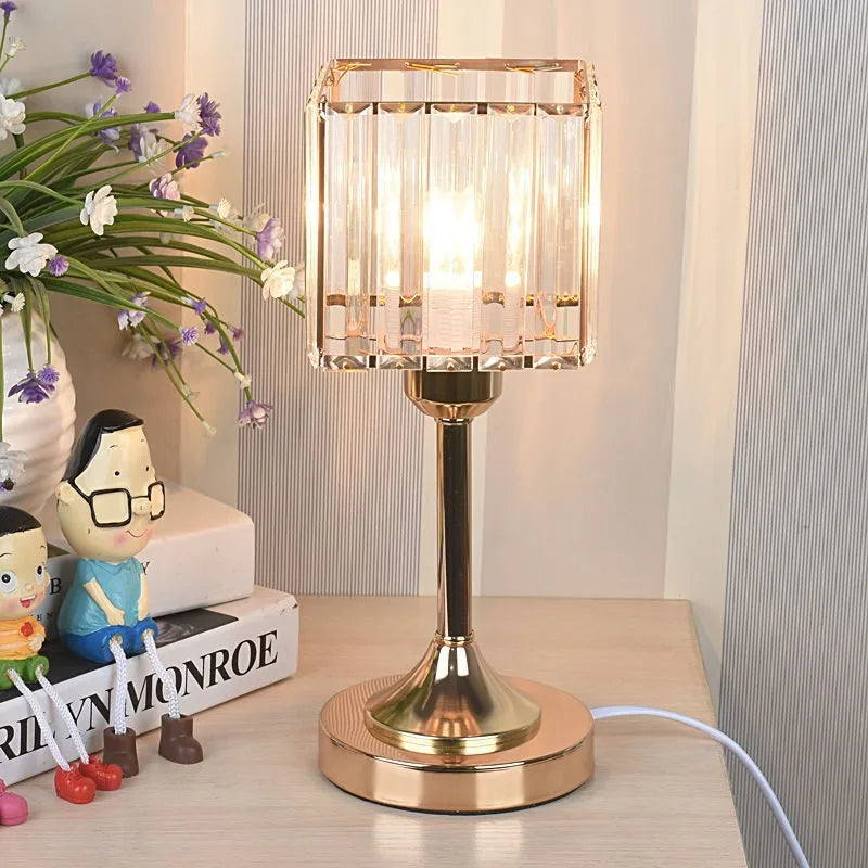 Afralia™ Crystal Desk Lamp USB Charging Night Light for Living Room Bedroom Decor