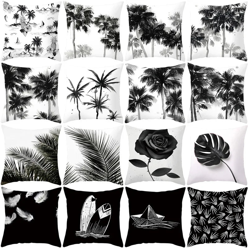 Afralia™ Nordic Black White Minimalist Style Car Sofa Pillow Cushion 45x45cm - Wholesale