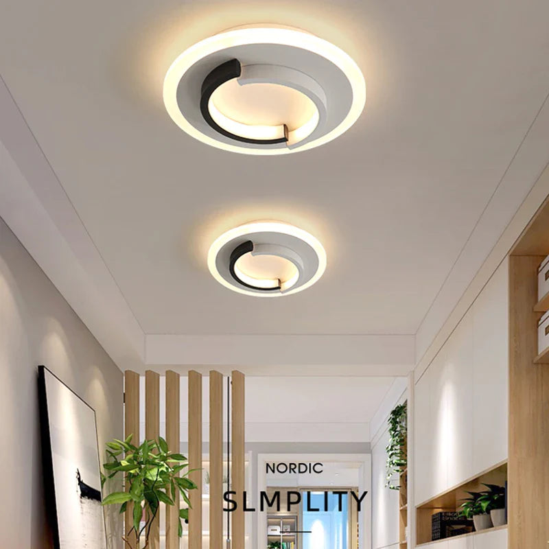 Afralia™ Modern Black & White LED Ceiling Lamp for Corridor, Hallway, Kitchen - Luster Lighting