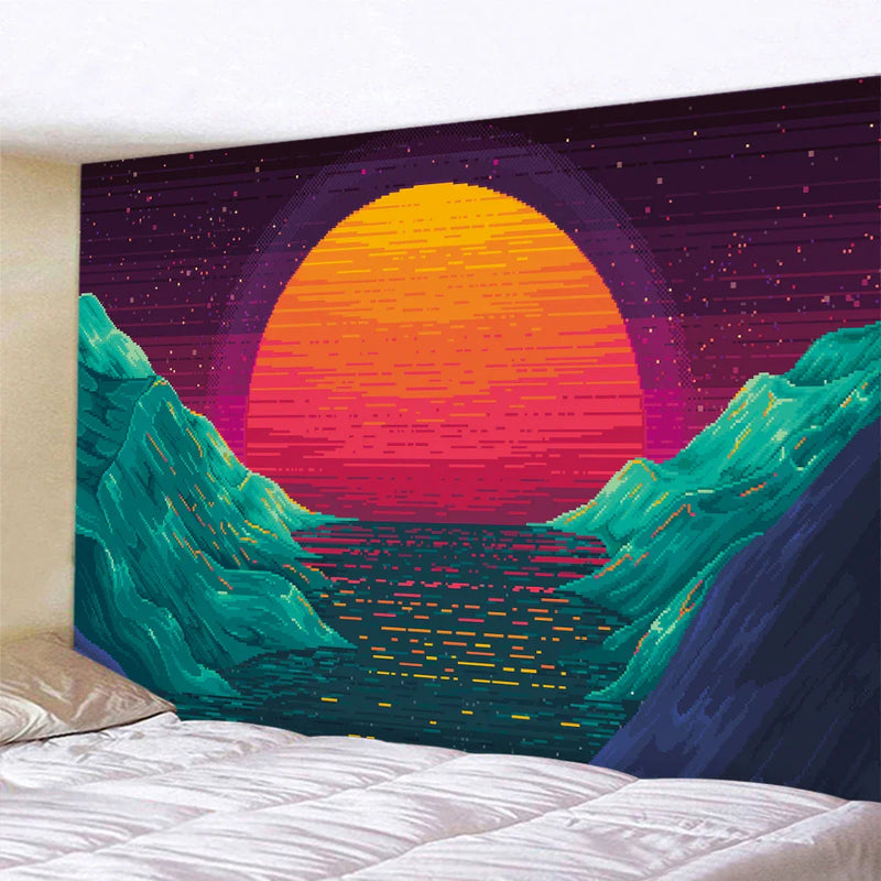 Afralia™ Sunrise Psychedelic Wall Tapestry Hippie Bohemian Home Decor Bed Sheet