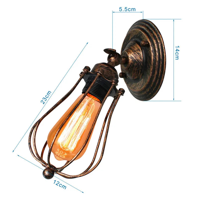 Rustic Wire Cage Wall Sconces Industrial Vintage Wall Lamp by Afralia™