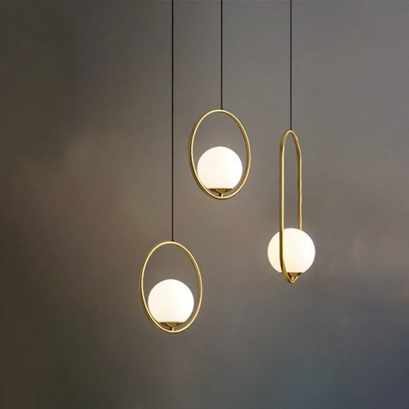 Afralia™ White Glass Ball Pendant Lights for Dining Room Bar Lighting