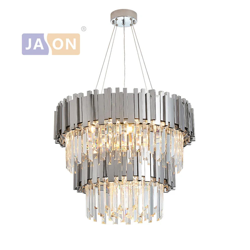 Afralia™ Black Gold Crystal Oval LED Hanging Chandelier Lighting Fixture