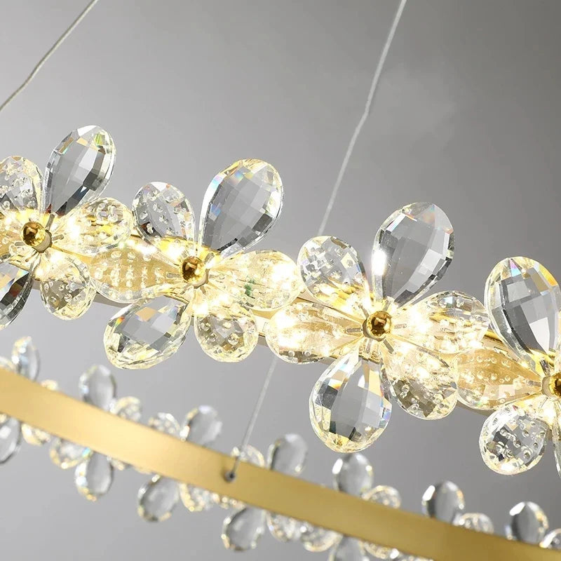 Afralia™ Crystal LED Chandelier: Luxury Lighting for Living, Dining, Kitchen - Elegant Iron & Aluminum Design