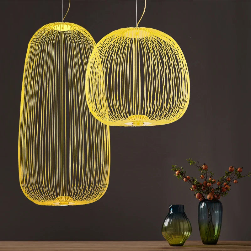 Afralia™ Spokes Pendant Lamp: Modern Bird Cage LED Light Fixture for Kitchen, Dining Room