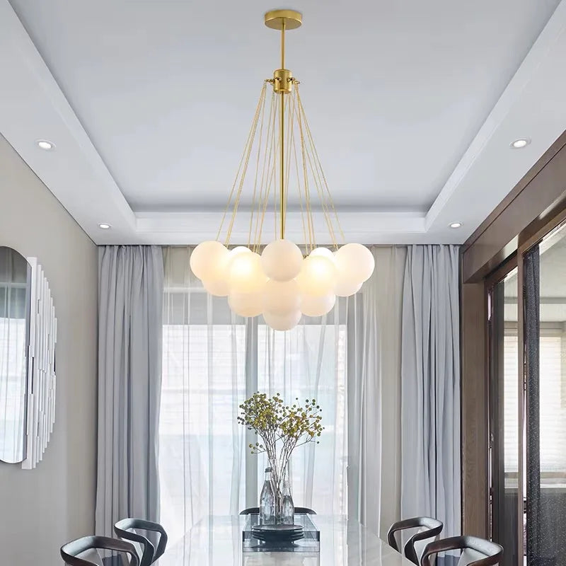 Afralia™ Modern Glass Ball Chandelier LED Lighting Fixtures for Restaurant and Children's Room
