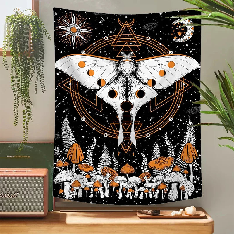 Afralia™ Moon Phase Celestial Star Tapestry for Room Decor