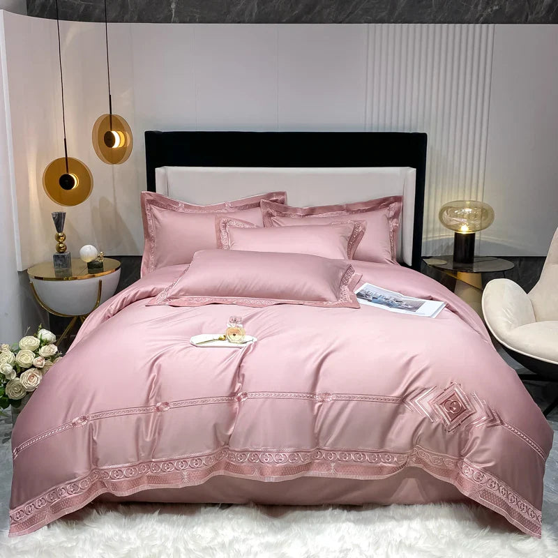 Afralia™ Luxury Embroidery Bedding Set, Queen King Size Duvet Cover Set, Bed Sheet, Pillowcases
