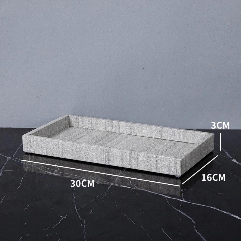 Afralia™ Marble Tray with Handle for Luxury Bathroom Vanity Storage